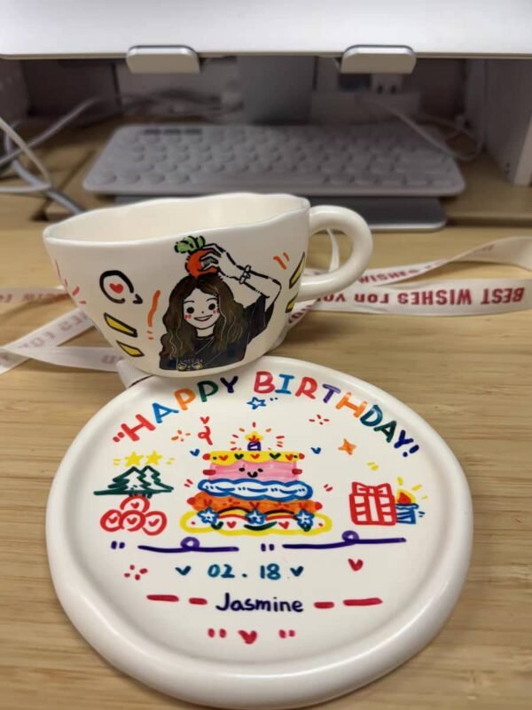 Personalized Ceramic Plate & Cup Set - Image 2