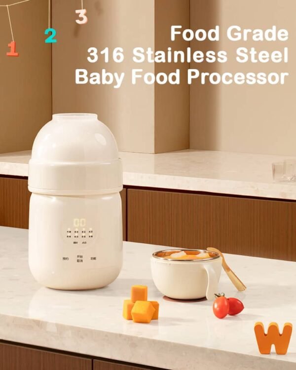 Portable baby food processor made of 316 stainless steel