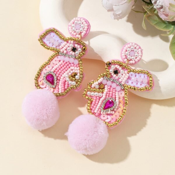 Easter Style Beaded Bunny Earrings