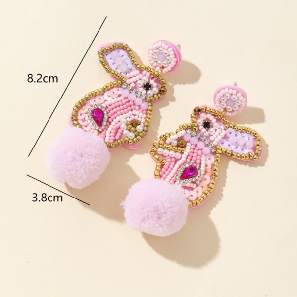 Easter Style Beaded Bunny Earrings - Image 2