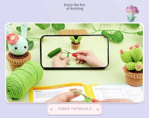 Crochet Kit Potted Succulent and Cactus with Paper Instruction and Free Tutorial - Image 4