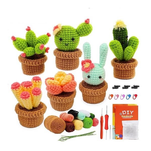 Crochet Kit Potted Succulent and Cactus with Paper Instruction and Free Tutorial