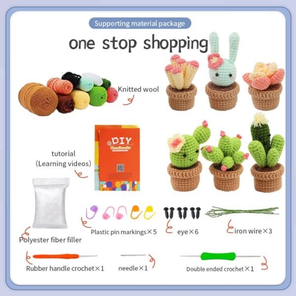 Crochet Kit Potted Succulent and Cactus with Paper Instruction and Free Tutorial - Image 2