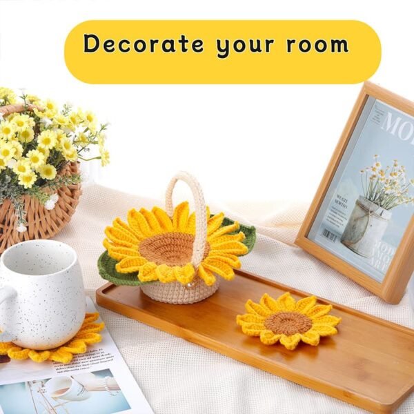 Sunflower Coaster Crochet Kit with Free Tutorial