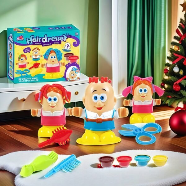 Hair Dresser Pretend Play Toy Set with Colorful Muds