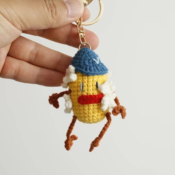 Popcorn crochet doll bag charm